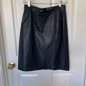 “Evan Davies” vintage black leather skirt; size 10